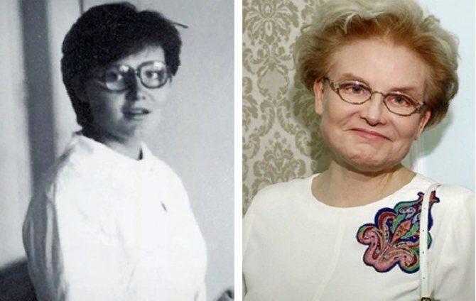 Елена Малышева в молодости и сейчас