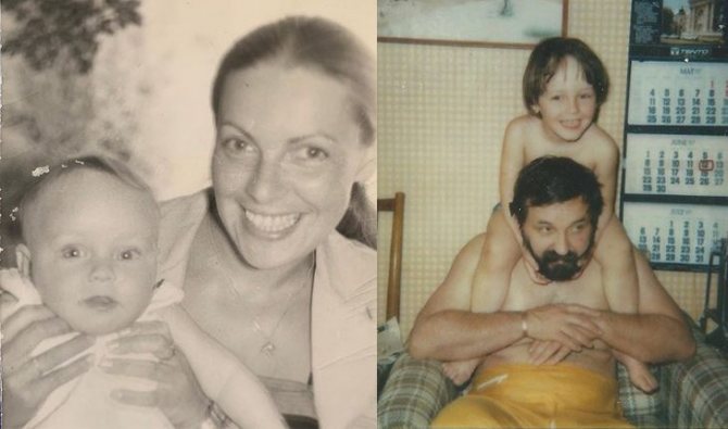 Павел Худяков с родителями в детстве